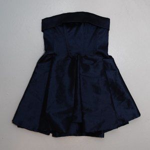 Strapless navy corset mini dress